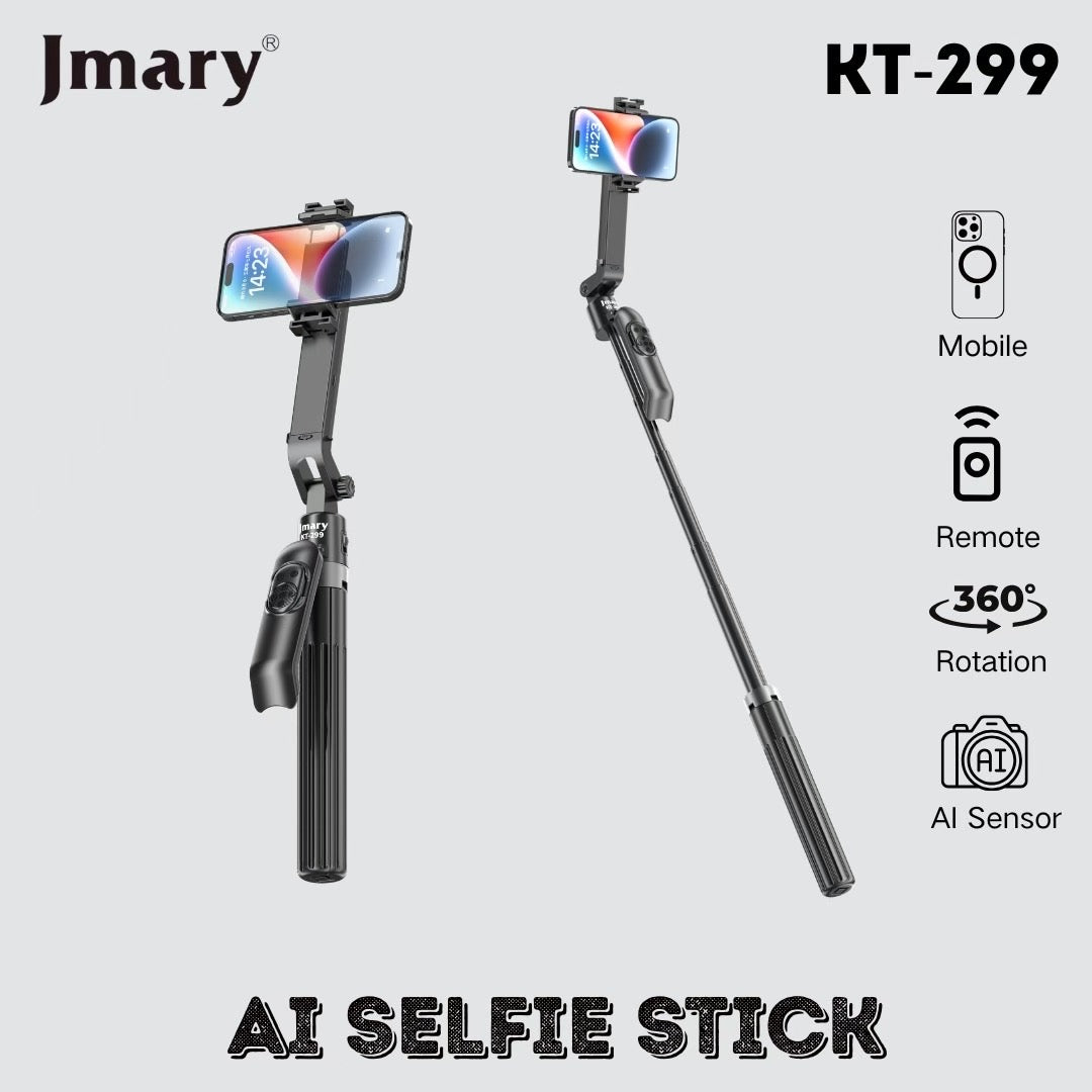 Jmary KT-299 Rotation Smart Tripods Al Face Sensor Selfie Stick Tripod Upto 1.8 Meter long 360° Horizontal