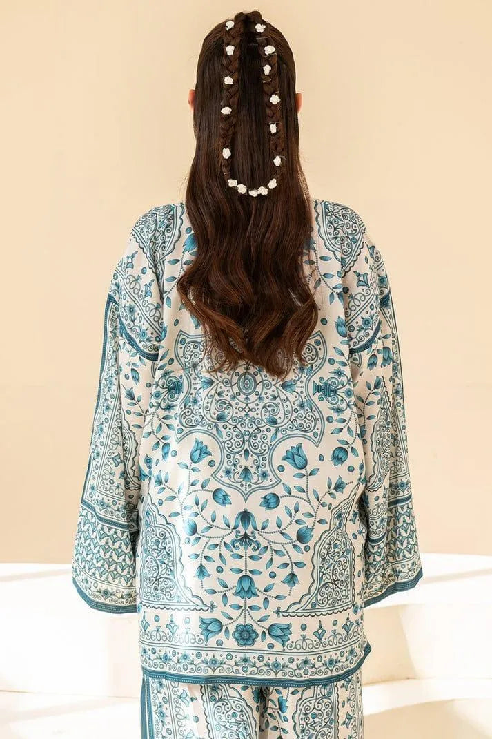 Blue Printed Swiss Lawn 2-Piece Co-Ord Set for Women