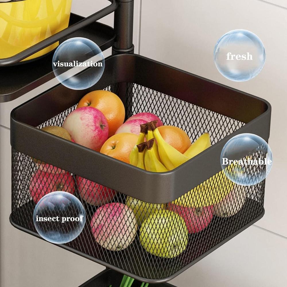 5 Layer Rotatable Fruit Basket Iron Mesh Kitchen Organizer