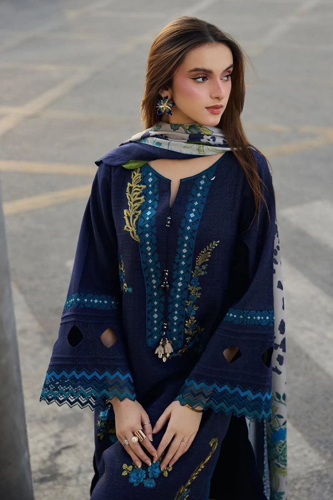Maria B Heavy Embroidered Lawn Shirt with Digital Print Voil Dupatta
