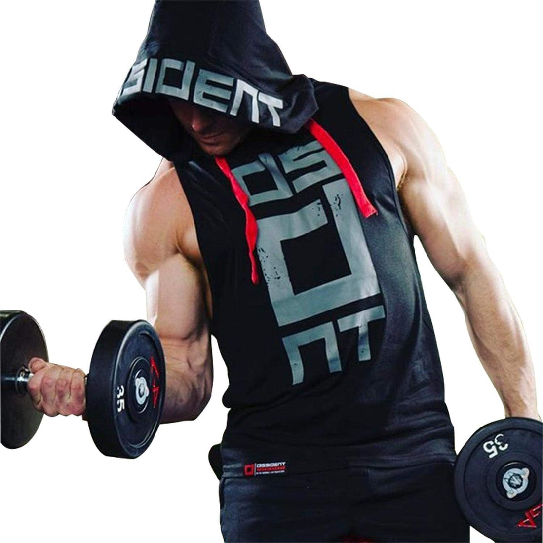 Black Gym Sleeveless Hood Tracksuit - Black Gym Sleeveless Hood Summer Tracksuit - Ready to Wear 2-Piece Set | Men's Sports & Jogging Wear  - L
