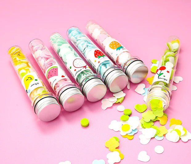 120pcs Disposable Paper Flower Soap Tube – Portable Handwash Sheets for Kids & Adults | Travel-Friendly Pocket Soap Flakes