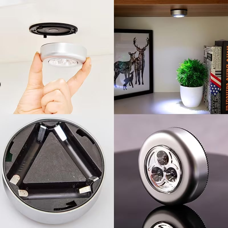 LED Tap Light Self Adhesive | Battery Power Cabinet Light | Tap Touch Night Lamp (3 Piece)