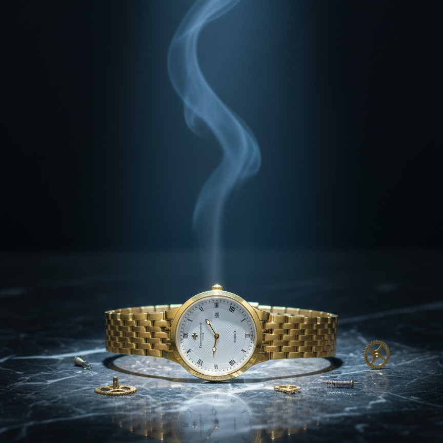 Classic Gold-Plated Men's Quartz Watch - Luxury Inspired Vacheron & Longines Style Dress Watches with Date Display & Link Bracelet - Non Waterproof (Golden With Golden Dial)