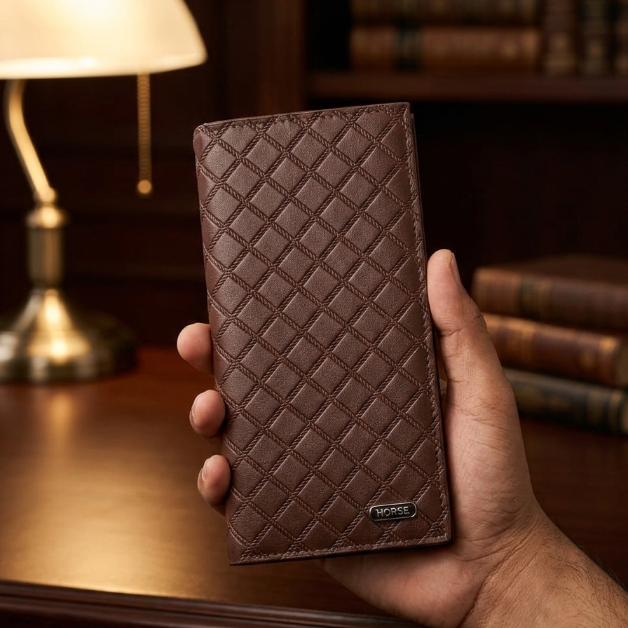 Men’s Quilted Leather Bifold Wallet | Slim & Stylish | Multiple Card Slots | Durable Everyday Accessory | Black