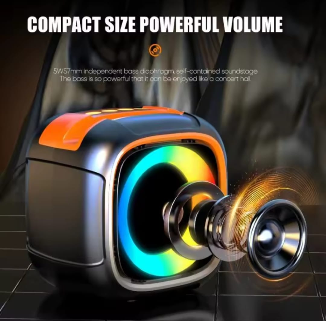 S11 Mini Portable Bluetooth Speaker with Phone Holder, RGB Lights, Super Bass & 10-Hour Playtime – Compact Travel Wireless Speaker (Random Color)