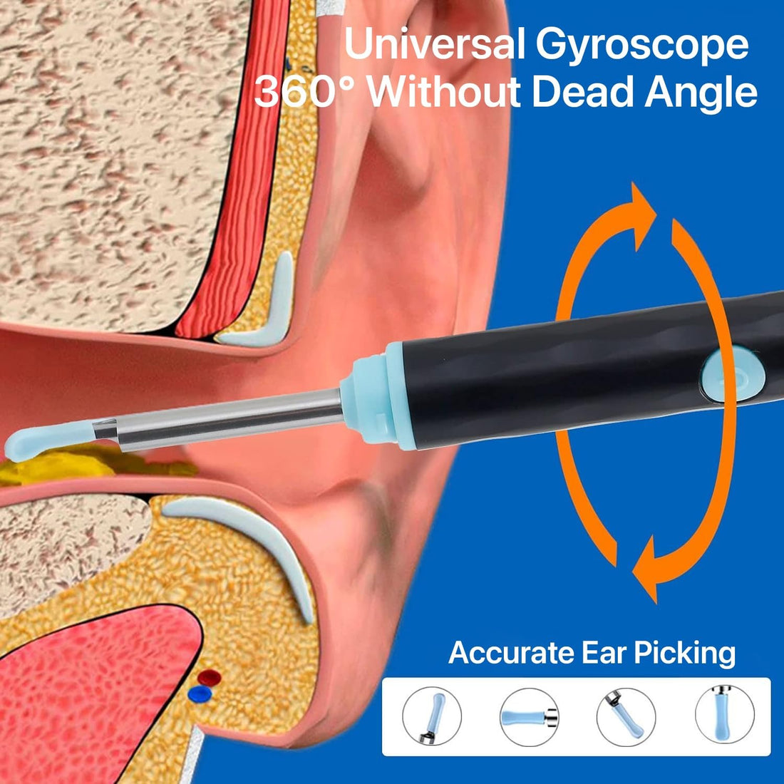 Rechargeable Smart Wireless Ear Camera Kit | Visual Ear Wax Removal Tool With Mobile Display | Random Color