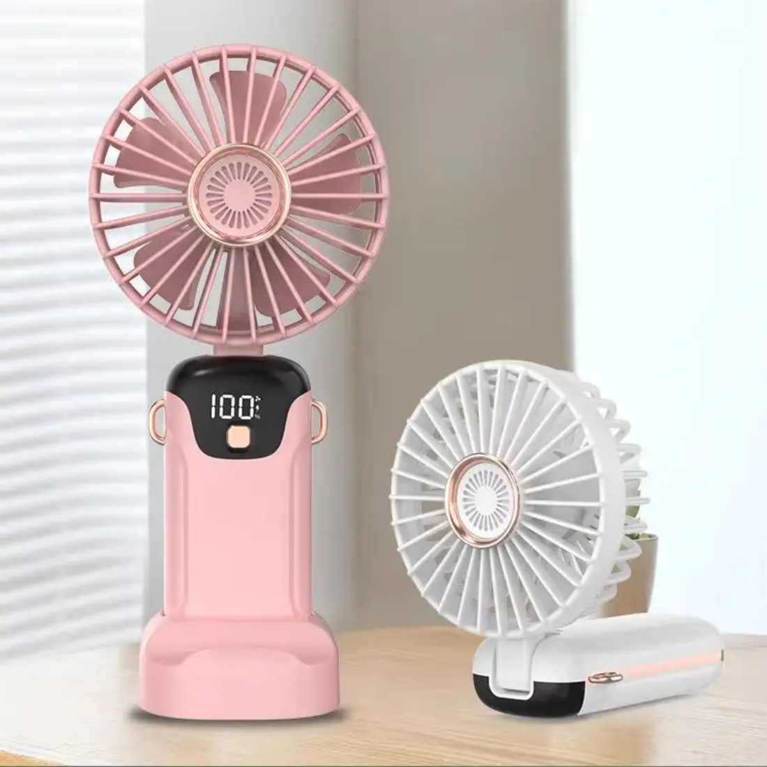 Rechargeable Hand Fan with LED Display | 5 Speed Modes Portable Mini Handy Fan for Kids & School Use