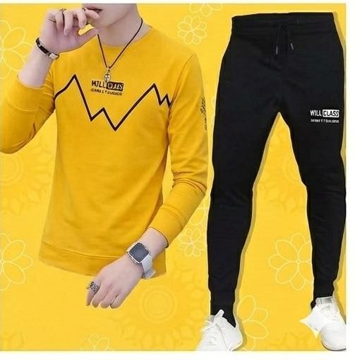 2 PCs Printed T-Shirt and Trouser Summer Track Suit for Men & Boys – Comfortable Casual Two-Piece Outfit, Soft Breathable Fabric