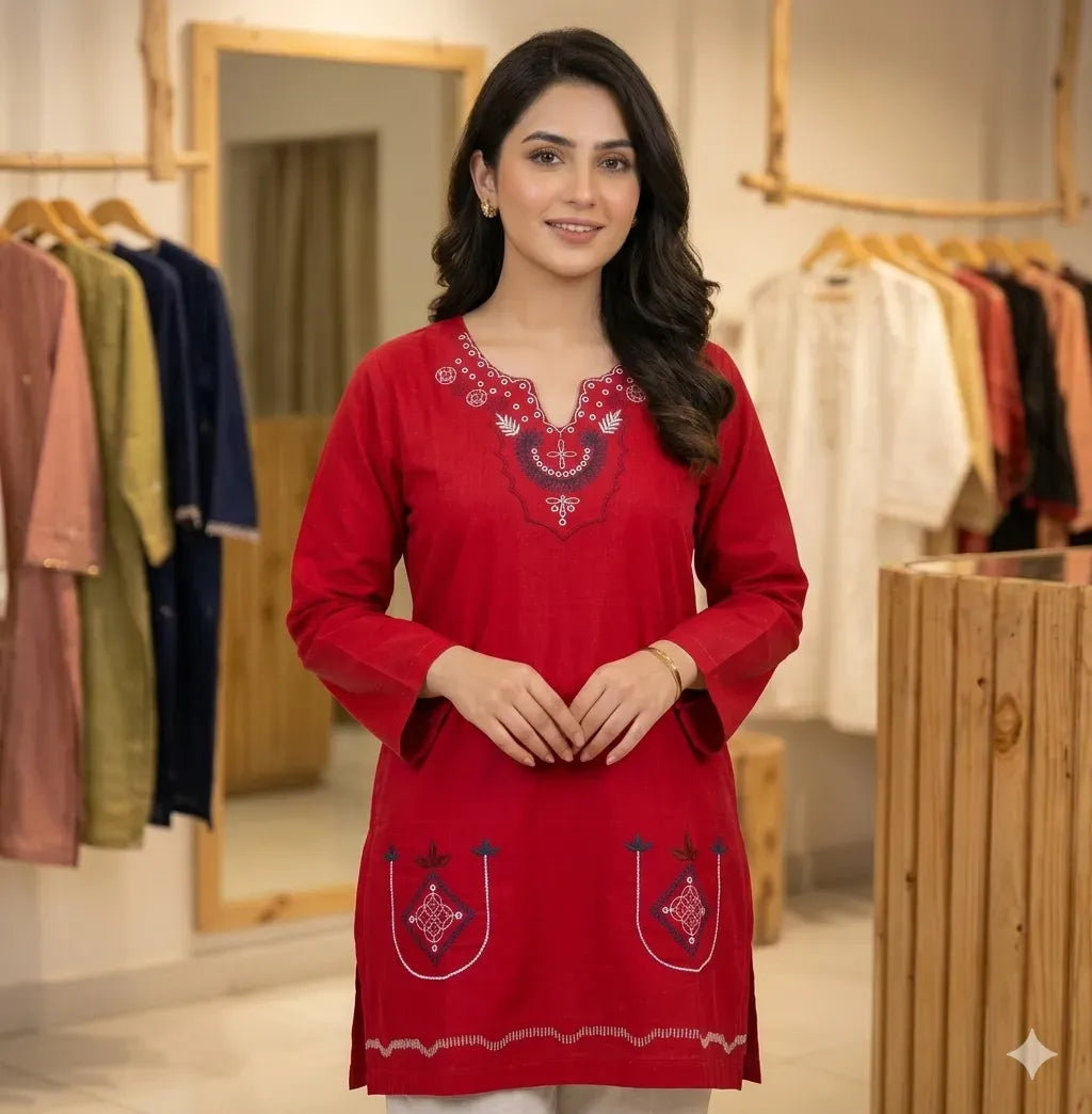 Embroidered Lawn Kurta for Women Medium