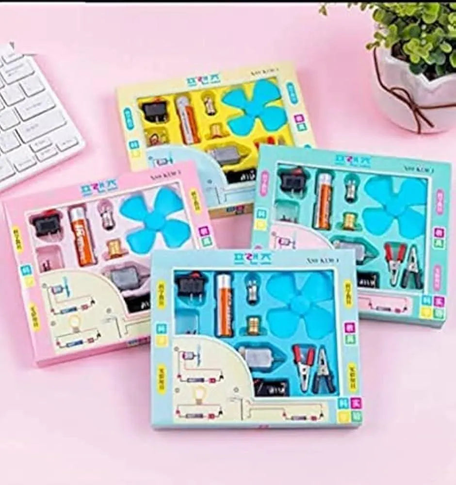 Kids Electric Circuit Science Kit with Light Bulb & Fan