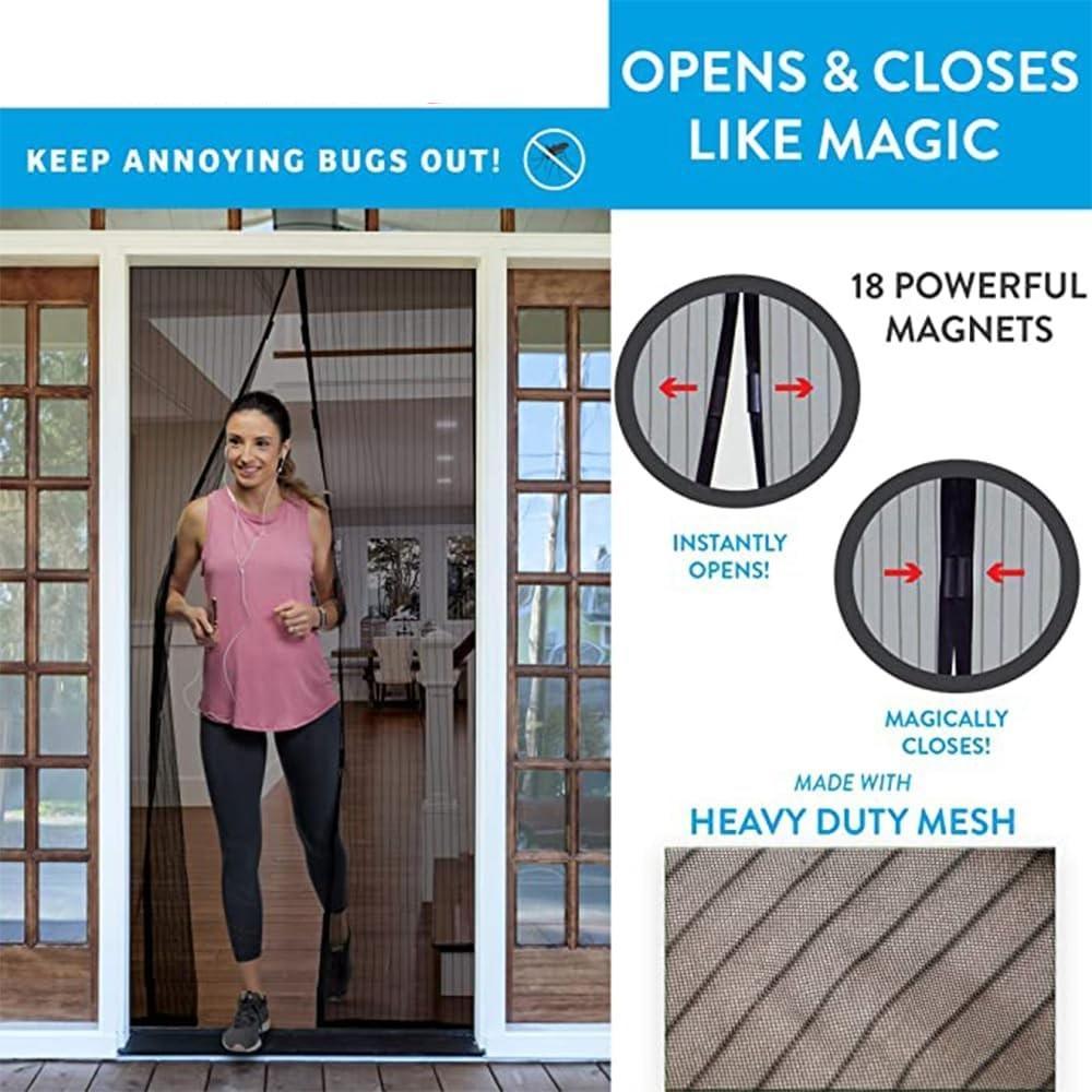 Magnetic Mesh Curtain Black Pet Door for Home