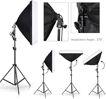 Continuous Photography Studio Lighting Pair Kit Softbox Video Equipment with 200cm Light Stand 50x70cm Softbox and Carrying Bag for Studio