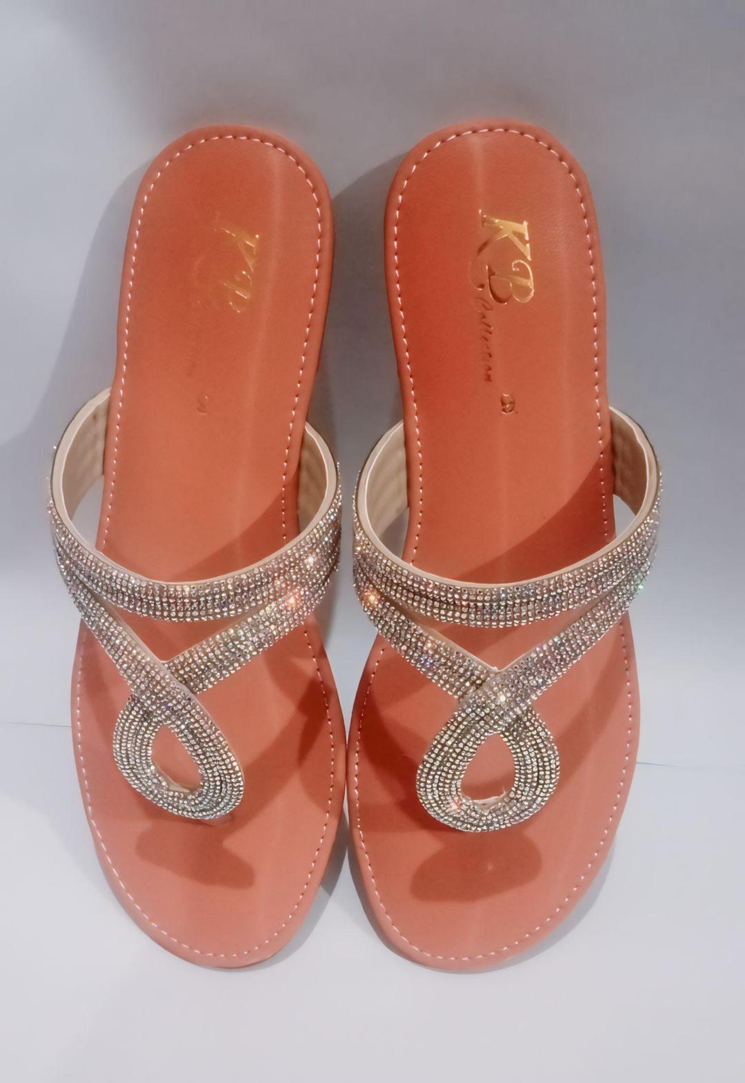 Women Patent Leather Rhinestone Slippers Orange