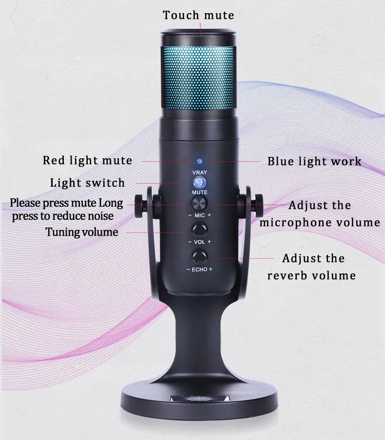 Jmary MC-PW9 RGB USB recording Microphone