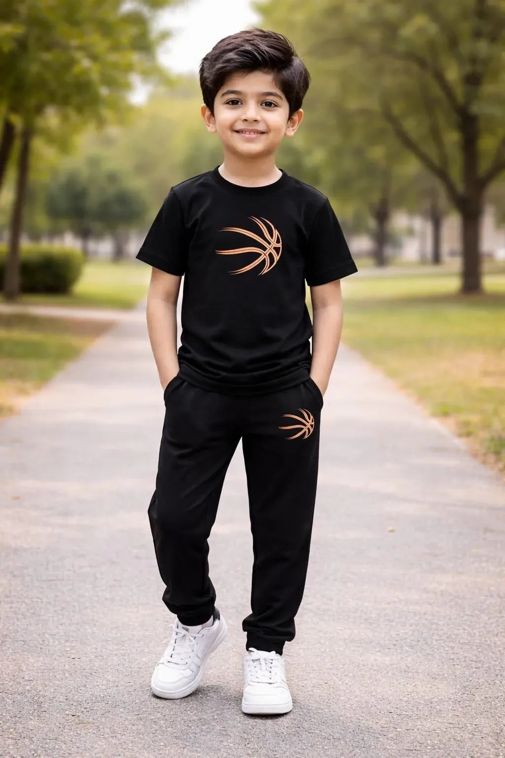 Kids Printed Tracksuit Set Cotton Stretchable