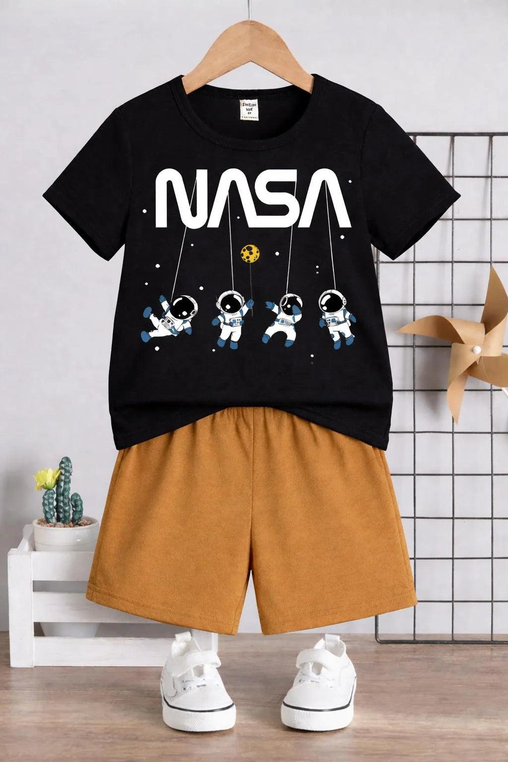 Kids NASA NASA Track Suit Black Yellow/Mustard Shorts 1-12Y