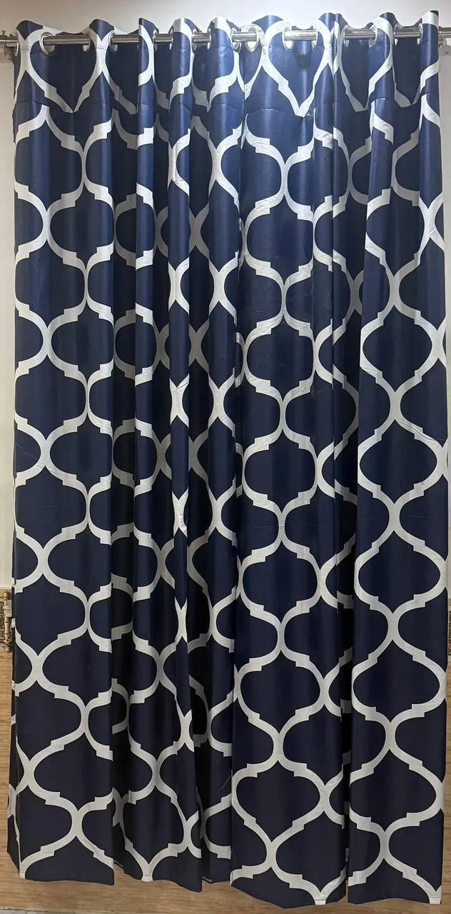 Blue White Geometric Curtains for Living Room 2 Pcs 100"x60"