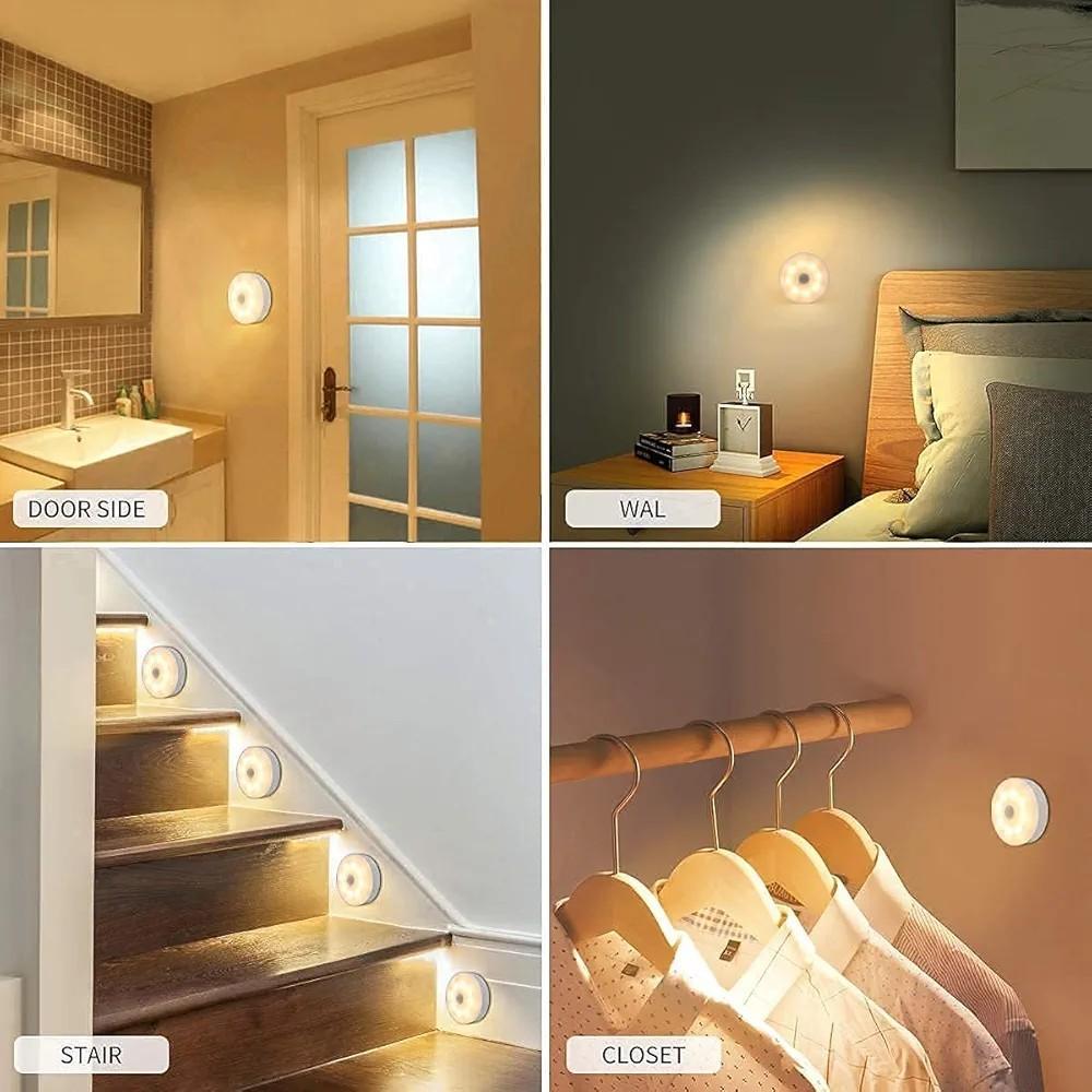 USB Rechargeable LED Night Light Lamp 8LED 60Lumen (Motion Sensor)