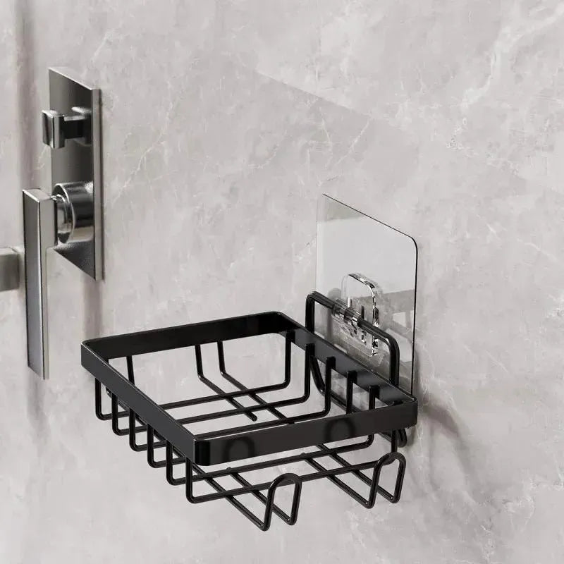 Stainless Steel Soap Organizer Hanging Hooks Black
