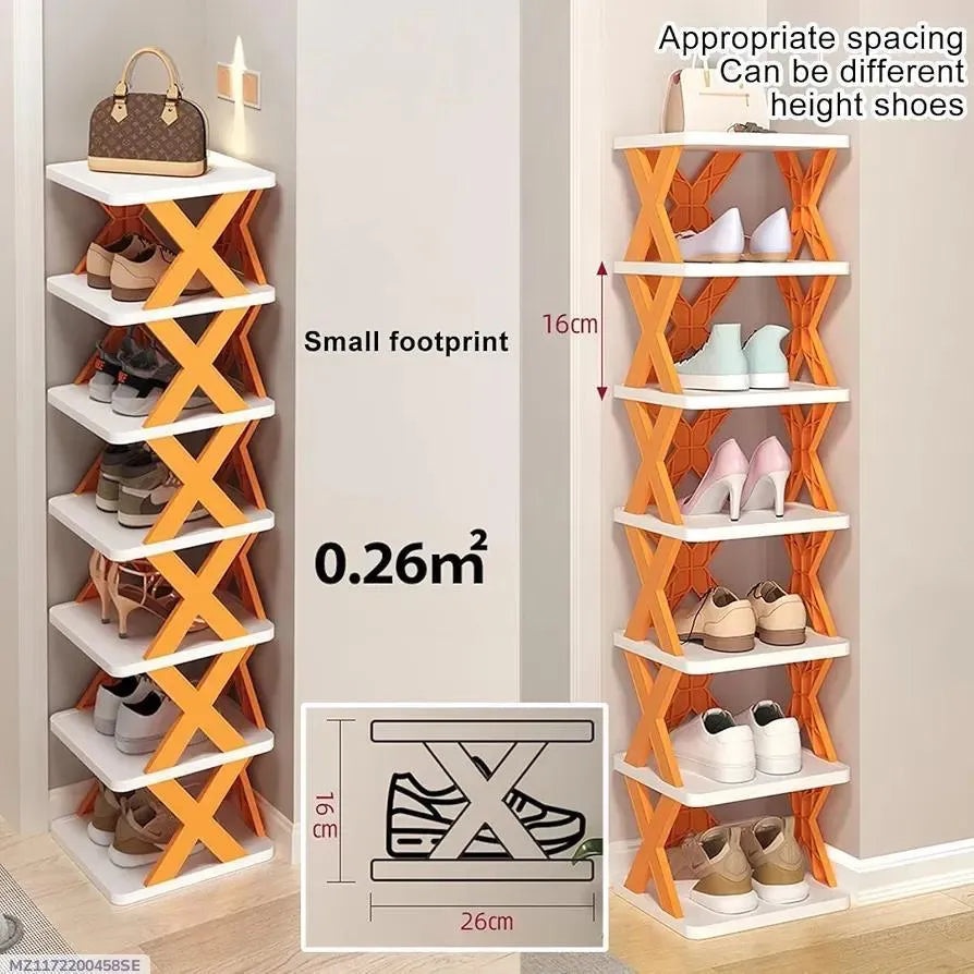 Multicolor ABS Plastic Shoe Rack with 6 Shelves