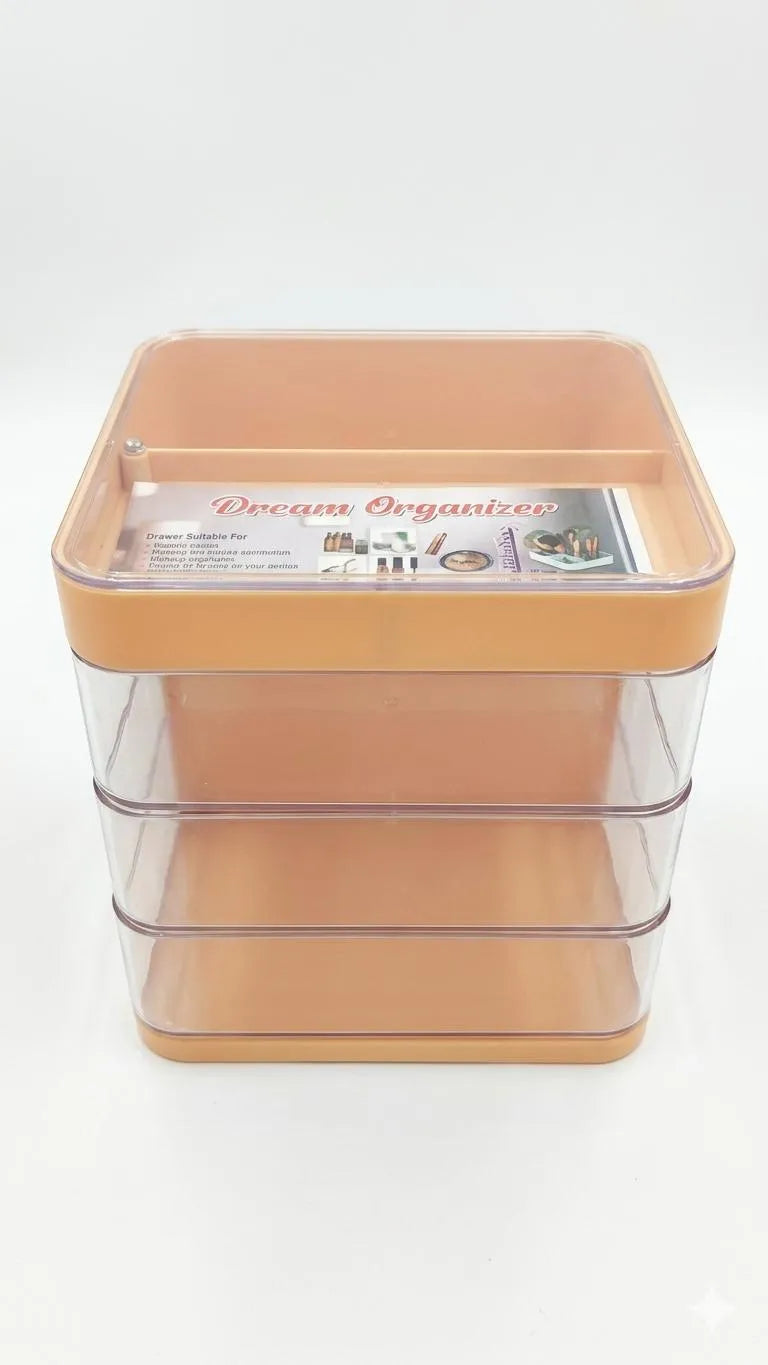 Multifunction Storage Box with 3 Drawers Orange