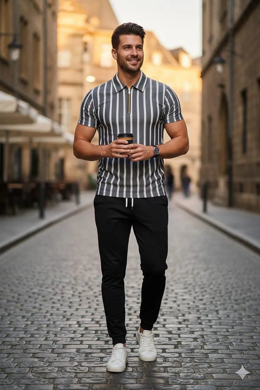 Men Jersey Track Suit with Textured Pattern