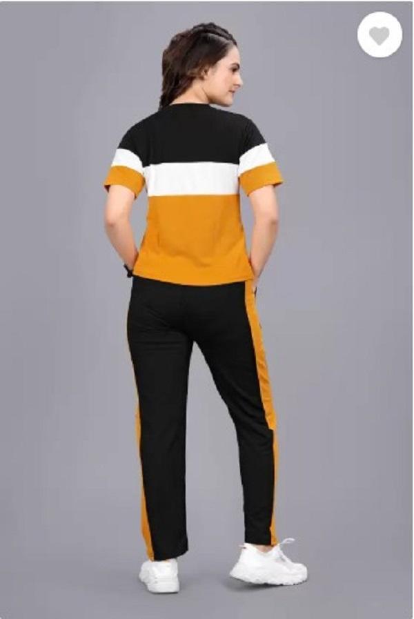 Women Yellow Printed Track Suit Micro Interlock Fabric Pakistan