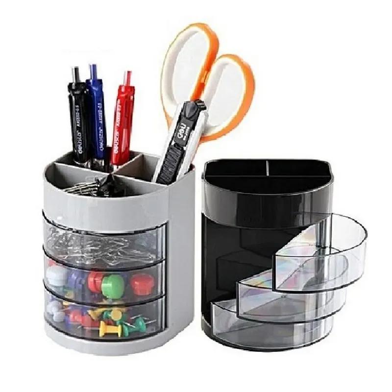 Plastic Desk Organizer With 3 Drawers Black