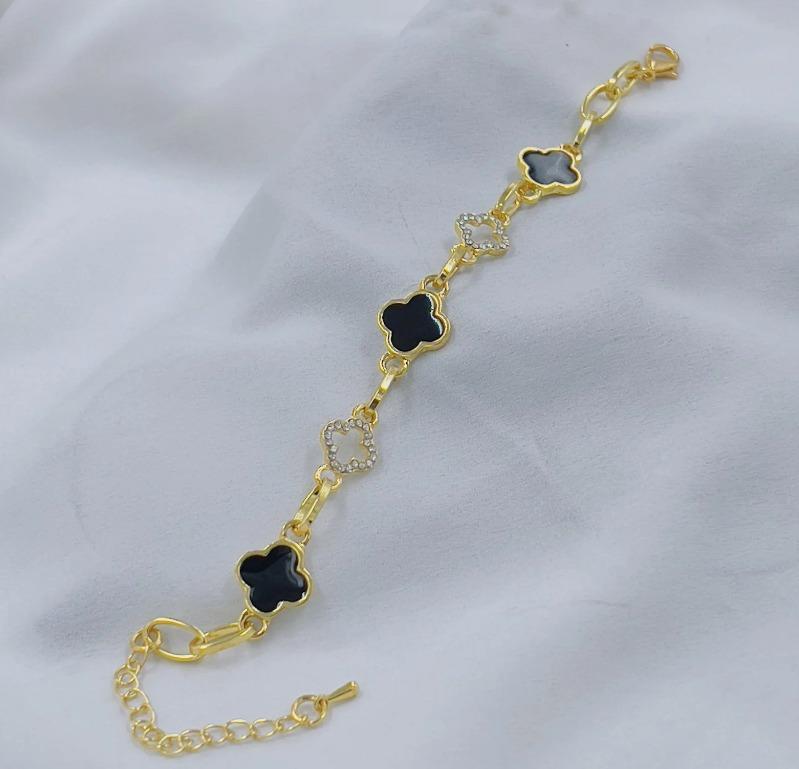 Gold Plated Clover Charm Bracelet for Women