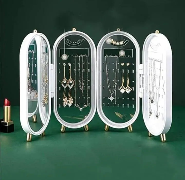 White Gold-Tone Jewelry Box for Home & Office Storage