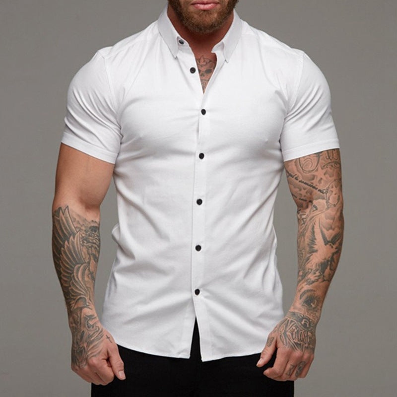 Men Stretch Short Sleeve Casual Shirt