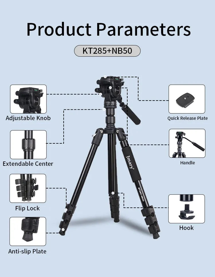 Jmary KT285+NB50 2-in-1 Tripod with Hydraulic Head