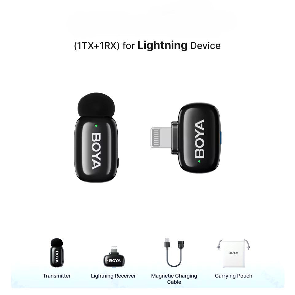 BOYA mini 2-07 Single Person AI Noise Cancellation Wireless Microphone For I Phone IOS ( Lightning ) With 3 Year Warranty