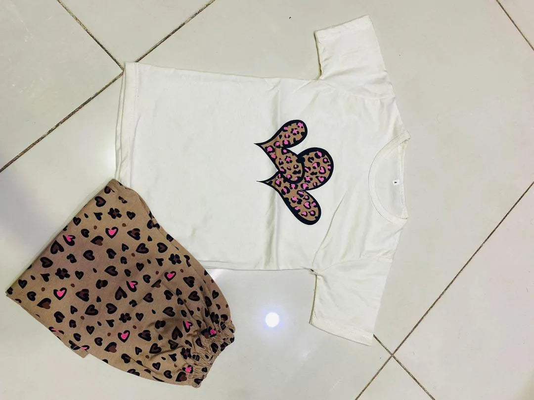 Kids Cotton Night suits Leopard Hearts 1-6Y
